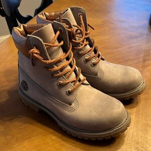 Grey and gold timberland